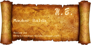 Mauker Balda névjegykártya